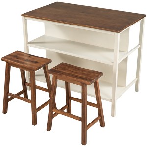 Dexmalle Rustic 45" Stationary Kitchen Island Set with 2 Seatings - 1 of 4