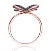 Guili Elegant Sterling Silver 18K Rose Gold-Plated Butterfly Floral Ring with Cubic Zirconia for a Graceful, Timeless Look. Sizes 6, 7, and 8. - 2 of 3