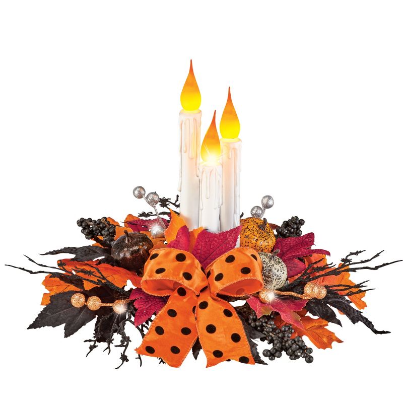Collections Etc LED-Lighted Halloween Candle Centerpiece 13 X 13 X 11, 1 of 3