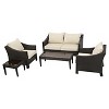 Antibes 5pc Wicker Patio Chat Set with Cushions - Brown - Christopher Knight Home - 2 of 4