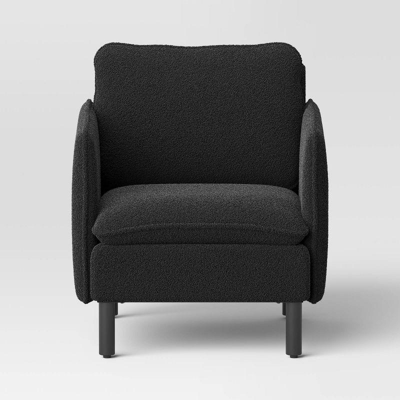 Square Back Accent Arm Chair Boucle Black - Threshold&#8482;, 4 of 10