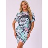 INSPIRE CHIC Women's Tie Dye Round Neck Top with Biker Shorts Loungewear Set - 3 of 4