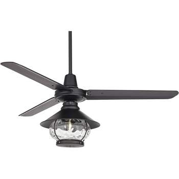 52" Casa Vieja Industrial Indoor Outdoor Ceiling Fan with Light LED Remote Matte Black Damp Rated for Patio Exterior House Porch