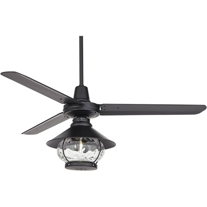 52" Casa Vieja Industrial Indoor Outdoor Ceiling Fan with Light LED Remote Matte Black Damp Rated for Patio Exterior House Porch, 1 of 10