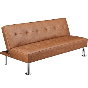 Yaheetech Faux Leather Adjustable Convertible Sofa Bed Couch Futon for Living Room - 1 of 4