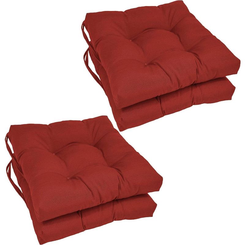 Blazing Needles 16-inch Solid Twill Square Tufted Chair Cushions (Set of 4), 1 of 2