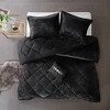 4 Pcs Luxury Style Velvet Duvet Set, Diamond Quilting Ultra Soft Bedding Set for Cold Season, Easy Care Bed Set with Matching Shams & Pillow - 3 of 4