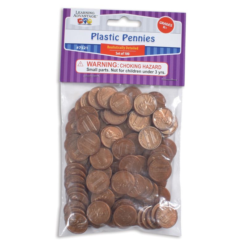 Learning Advantage Play Coins, Pennies, Set of 100, 2 of 5