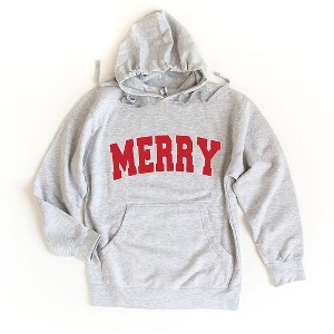 Simply Sage Market Women's Graphic Hoodie Merry Varsity White Outline - 1 of 3