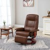 PU Leather Recliner Swivel Chair with Wood Base and Extendable Footrest - 2 of 4