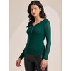 INSPIRE CHIC Women's Semi Sheer Long Sleeve Ruched V Neck Sequin Panel Casual Party Shirt - 3 of 4
