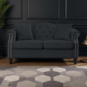 3+2 Velvet Chesterfield Tufted Sofa Set with Nailhead Trim & Pillows - 1 of 4