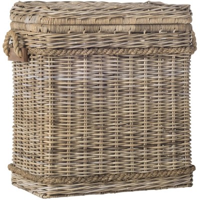 Sidonie Gray Rattan Wicker Storage Hamper with Handles