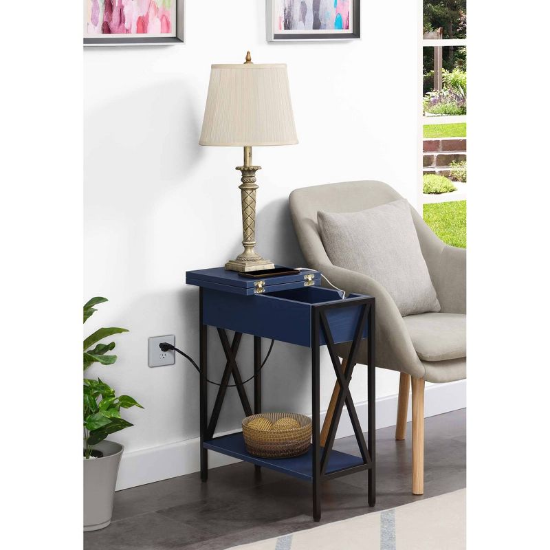 Tucson Flip Top End Table with Charging Station and Shelf - Breighton Home, 4 of 11