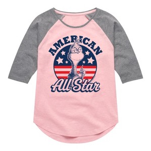 Girls' - Dr. Seuss - The Grinch America's Favorite Mean One Shirt Tail Raglan Graphic T-shirt - 1 of 4