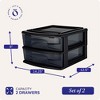 Homz 2 Pack Storage Cart, Medium 2 Drawer Plastic Container for Home and Office Organization, Black Frame with Smoke Tint Drawers - 4 of 4