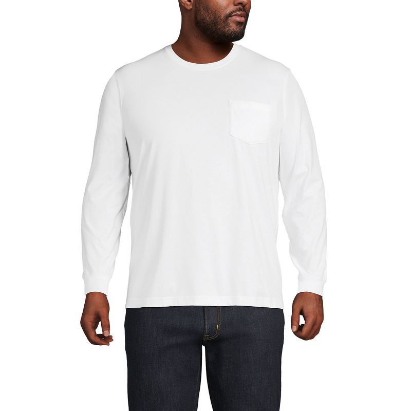 Lands' End Men's Super-T Long Sleeve T-Shirt with Pocket, 1 of 3
