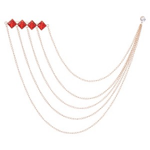 Unique Bargains Bouquet Square Rhinestone Square Tassel Chain Brooch Lapel Suit Pins 1 Pc - 1 of 4