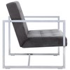 vidaXL Sofa Loveseat with Armrests for Living Room Office Steel and Fabric - Dark Gray and Silver - 3 of 4