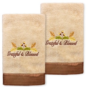 Linum Home Textiles BLESSED - Embroidered Luxury 100% Turkish Cotton Hand Towels - 1 of 3