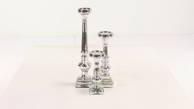 Elegant Silver Glass Candle Lantern Set of 3 - 11" Height