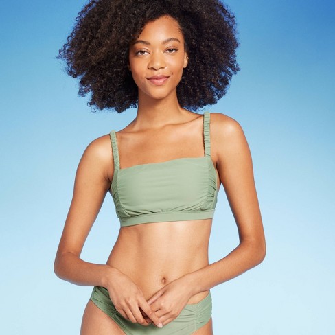 Women's Triangle Bralette Faux Wrap Halter Bikini Top - Shade & Shore™ Dark  Green S : Target