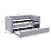 NicBex Full Size Daybed with Twin Size Trundle,Upholstered Sofa Bed with Copper Nail for Bedroom,Living Room,Apartment - 3 of 4