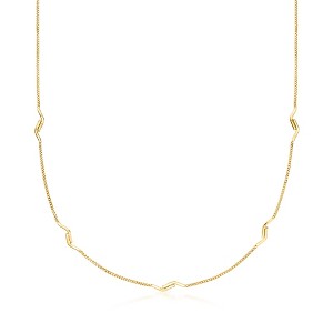 Ross-Simons Italian 14kt Yellow Gold Chevron Station Curb-Link Necklace Size 16 - 1 of 2