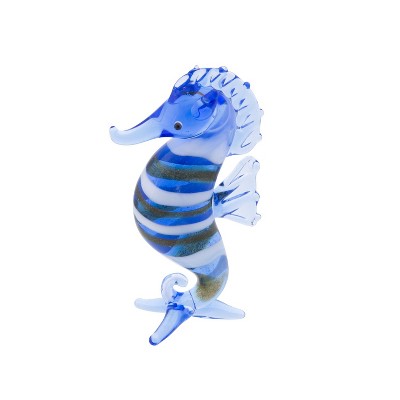 Beachcombers 3" Small Blue Decorative Tabletop Seahorse Glass Art Figurine