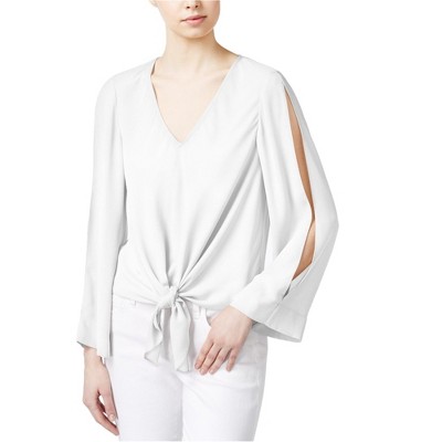 Rachel Roy Womens Tie Front Knit Blouse, White, X-Small