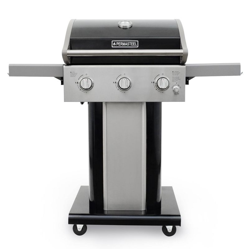Permasteel 3-Burner Gas Grill with Foldable Side Tables, 1 of 8