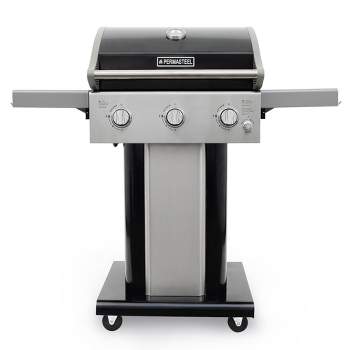 Permasteel 3-Burner Gas Grill with Foldable Side Tables