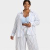 Women's Striped Cotton Blend Long Sleeve Pajama Shirt - Auden™ - 3 of 3
