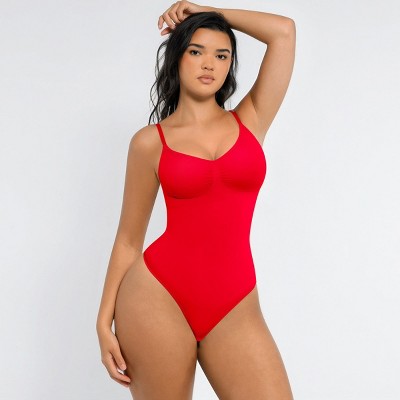Feelingirl Women's Sculpt Seamless Thong Bodysuit Shapewear