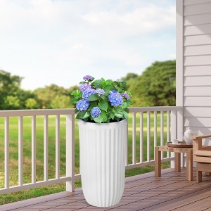 Tall Planter, Square Planter Set of 2, Large Indoor/Outdoor Flower Pots with Drainage Holes, Water Level Monitor & Wheels for Patio, Balcony, Garden - 1 of 4