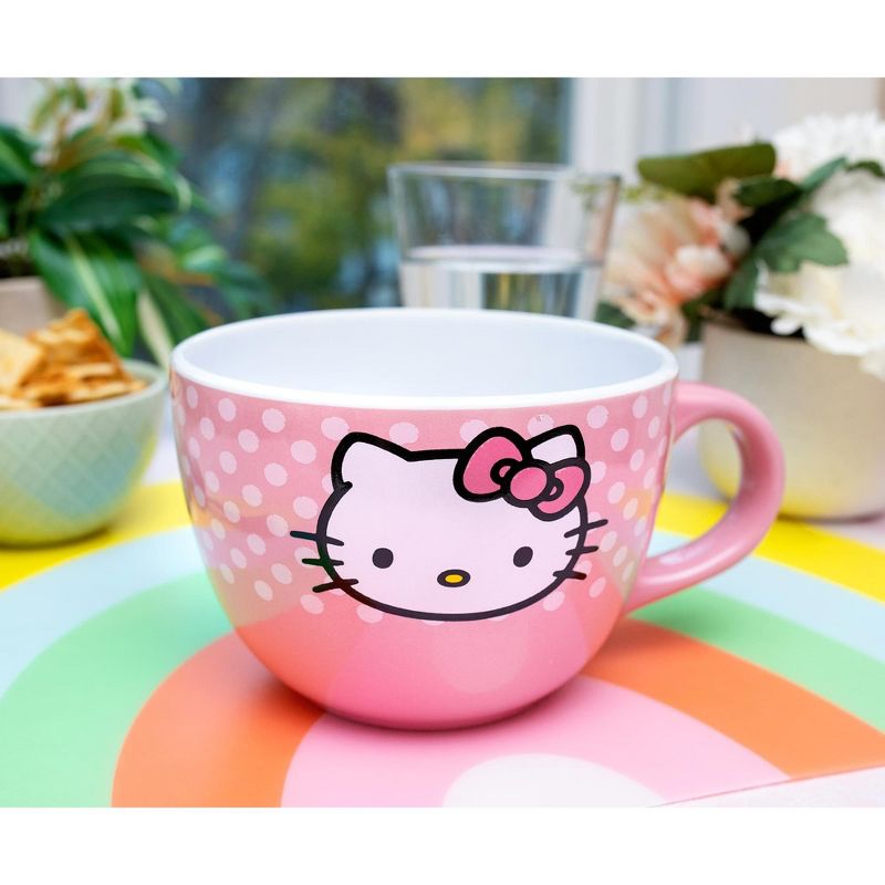 Silver Buffalo Sanrio Hello Kitty Pink Polka Dots Ceramic Soup Mug | Holds 24 Ounces, 3 of 7