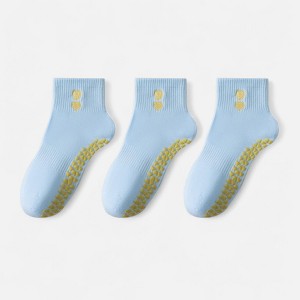 Anna-Kaci Women's Grip Ankle Socks 3-Pack with Heart Embroidery and Anti-Slip Soles for Yoga and Indoor Use - 1 of 2