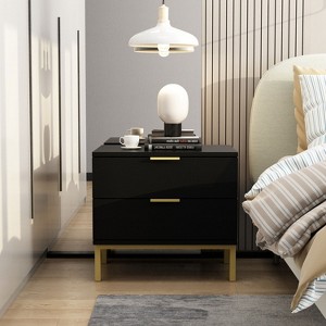 FUFU&GAGA Contemporary Design Two Drawer Nightstand for Bedroom Storage Bedside Dresser - 1 of 4