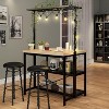 Kitchen Island, Bakers Rack Microwave Stand with 3-Tier Storage, 5 S-Hooks, Metal Coffee Bar Table, Multi-Purpose Shelf with Extra-Thick Tabletop - 3 of 4