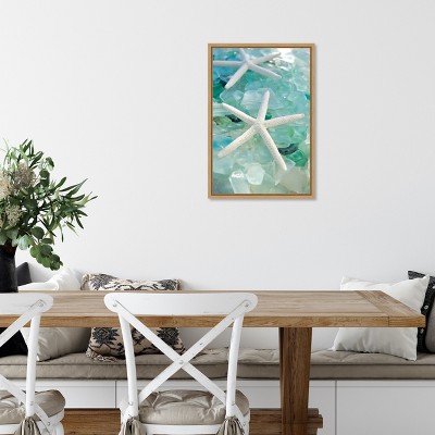 Crystal Harbor Starfish and Sea Glass Coastal Canvas Art