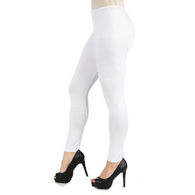 Womens Stretch Ankle Length Leggings-White-S