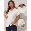 INSPIRE CHIC Women's Striped Button Down Turndown Collar Cotton Casual Cap Sleeve Blouse - 2 of 4