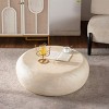 35.4" Modern Round Coffee Table, Faux Stone Center Table, Smooth Edge End Table for Living Room, No Assembly Required-Panipeachy - 2 of 4