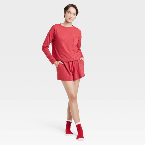 Women's 3pc Socks And Pajama Set - Colsie™ Red L : Target