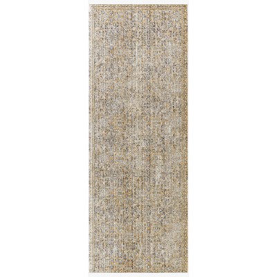 Hauteloom Margaret Damask Beige & Blue Washable Area Rug