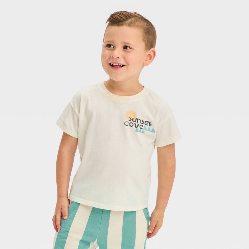 Grayson Mini Toddler Boys' Teal Striped Pull-On Cargo Shorts - Blue, 4 of 8