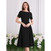 INSPIRE CHIC Women's Boat Neck Short Sleeve Pleated Work A-Line Midi Dress - 2 of 4