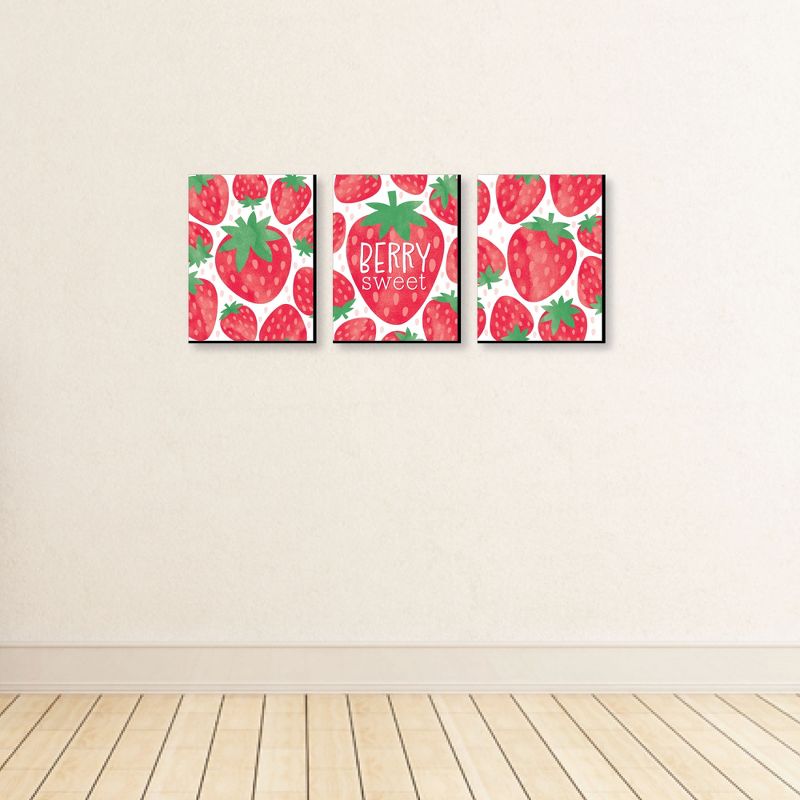 Big Dot of Happiness Berry Sweet Strawberry - Fruit Kitchen Wall Art and Kids Room Decor - 7.5 x 10 inches - Set of 3 Prints, 3 of 7