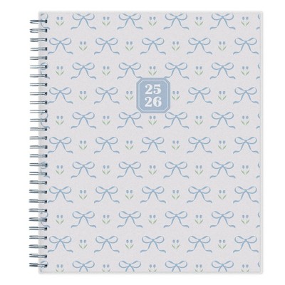 Blue Sky 8"x10" Weekly/Monthly Spiral Planner Smooth Frosted Clarice Blue Bows