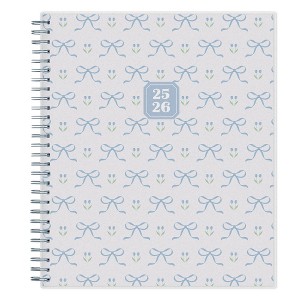 Blue Sky 8"x10" Weekly/Monthly Spiral Planner Smooth Frosted Clarice Blue Bows - 1 of 4